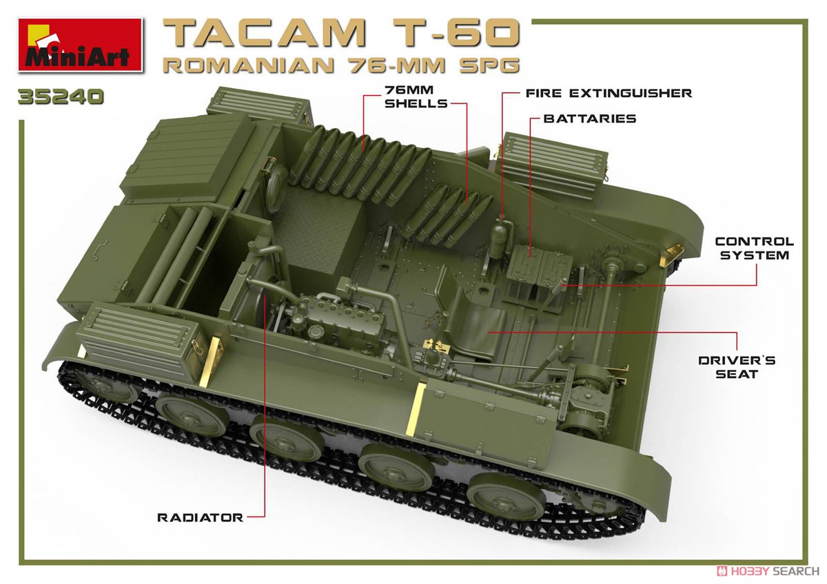 1/35『ルーマニア 76ミリ自走砲 TACAM T-60 フルインテリア』プラモデル-005