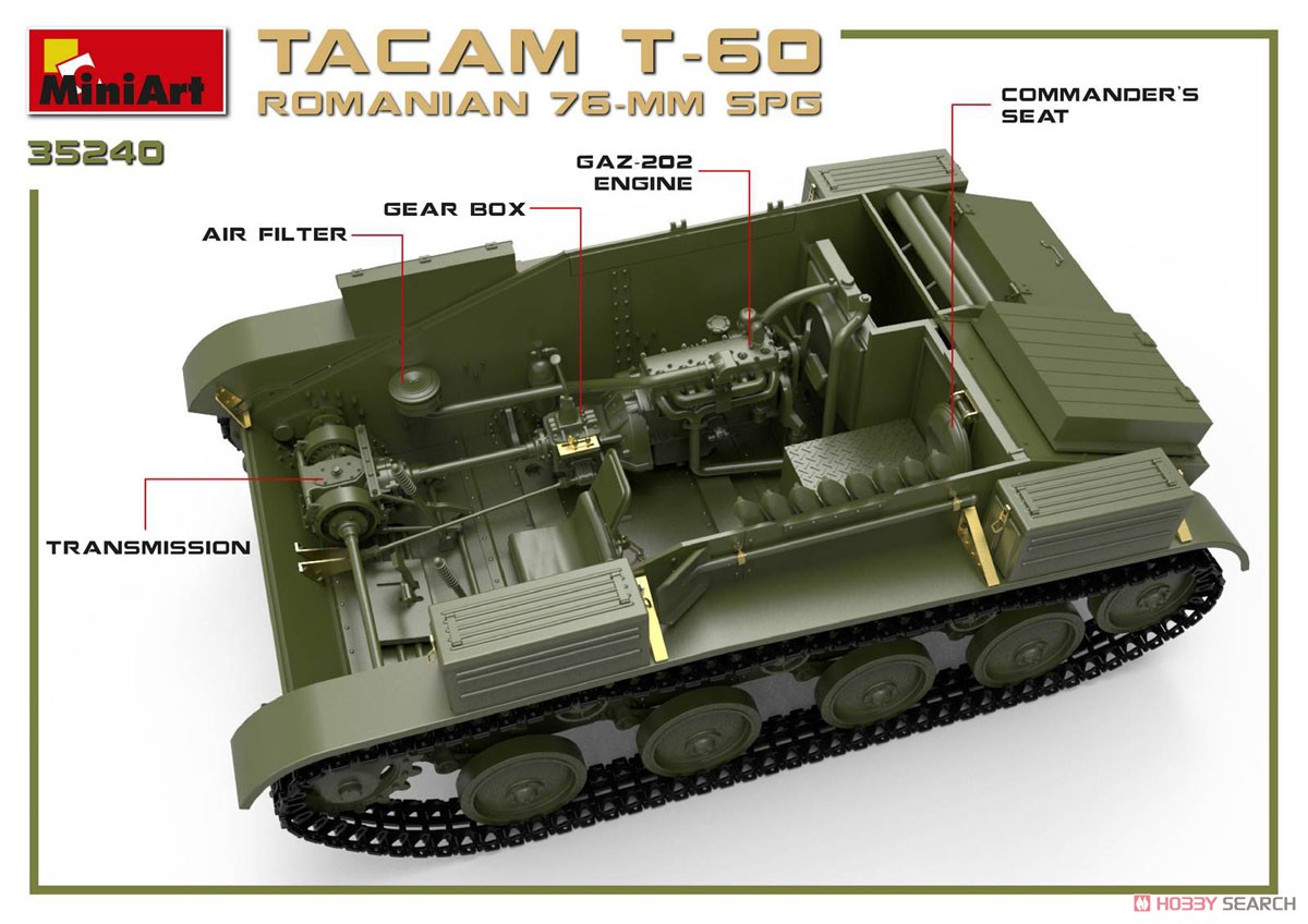 1/35『ルーマニア 76ミリ自走砲 TACAM T-60 フルインテリア』プラモデル-006