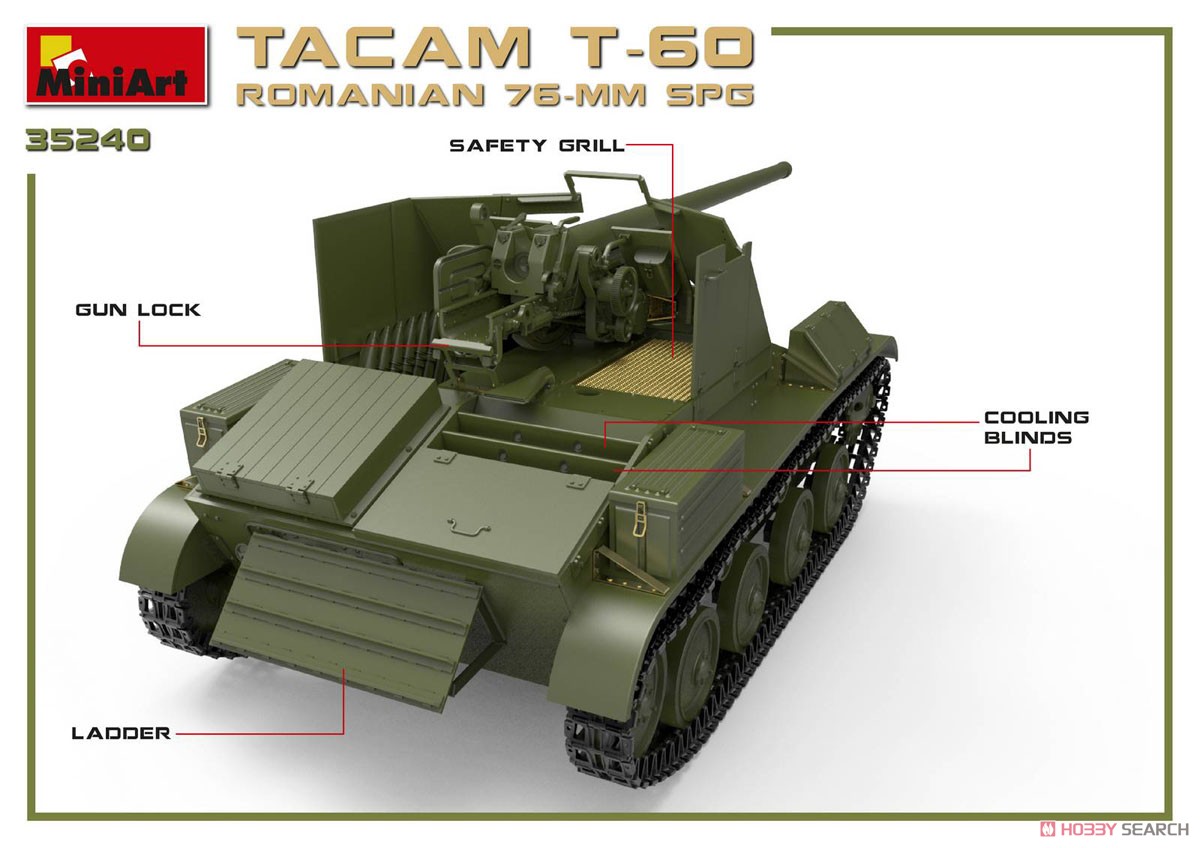 1/35『ルーマニア 76ミリ自走砲 TACAM T-60 フルインテリア』プラモデル-010
