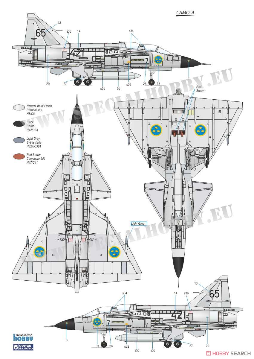 1/72『サーブ 37 ビゲン・AJ-37＆SK-37・2機入り・資料写真書付き』プラモデル-002