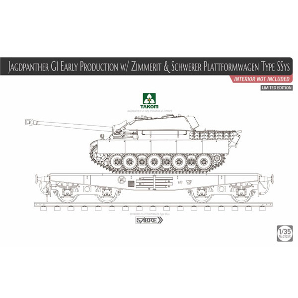 1/35『ドイツ重駆逐戦車 ヤークトパンター G1 Sd.Kfz.173 前期型 w/ツィンメリットコーティング ＆ 重平貨車 Ssysタイプ 限定版』プラモデル