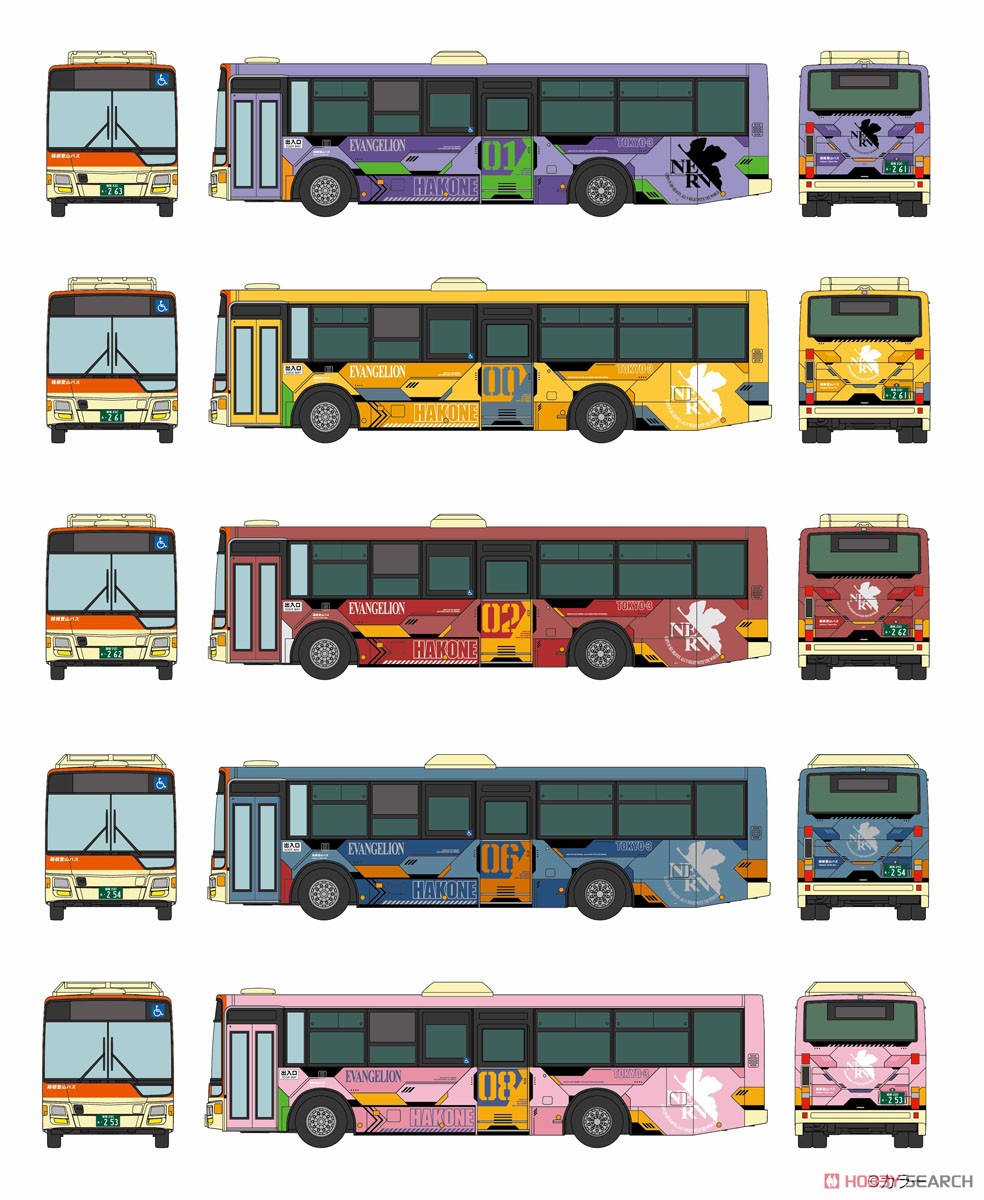 ザ・バスコレクション『箱根登山バス エヴァンゲリオンバス5台セット』1/150 Nゲージ-002