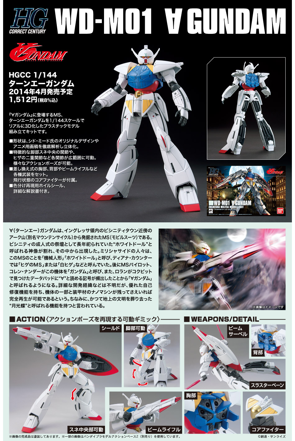 【限定販売】【再販】HG 1/144『ターンエーガンダム』∀ガンダム プラモデル-012