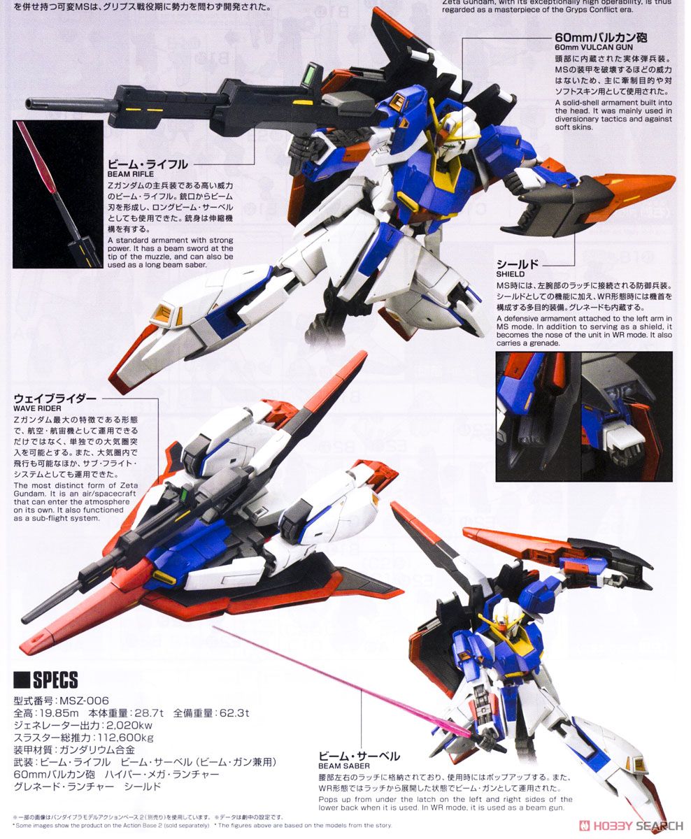 【再販】HGUC 1/144『ゼータガンダム』機動戦士Zガンダム プラモデル-023