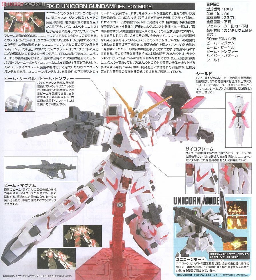 【再販】HGUC 1/144『ユニコーンガンダム デストロイモード』機動戦士ガンダムUC プラモデル-015
