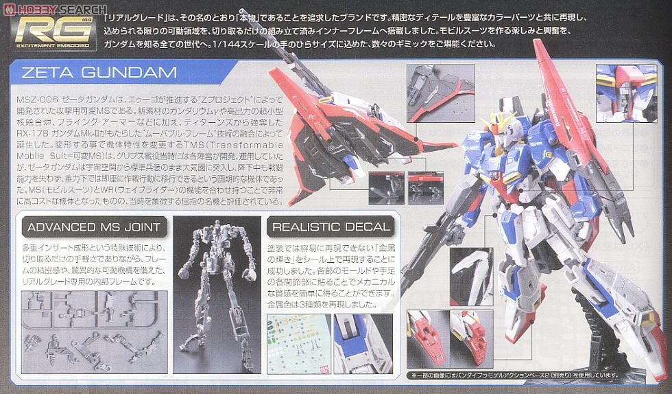 【再販】RG 1/144『MSZ-006 ゼータガンダム』機動戦士Zガンダム プラモデル-011