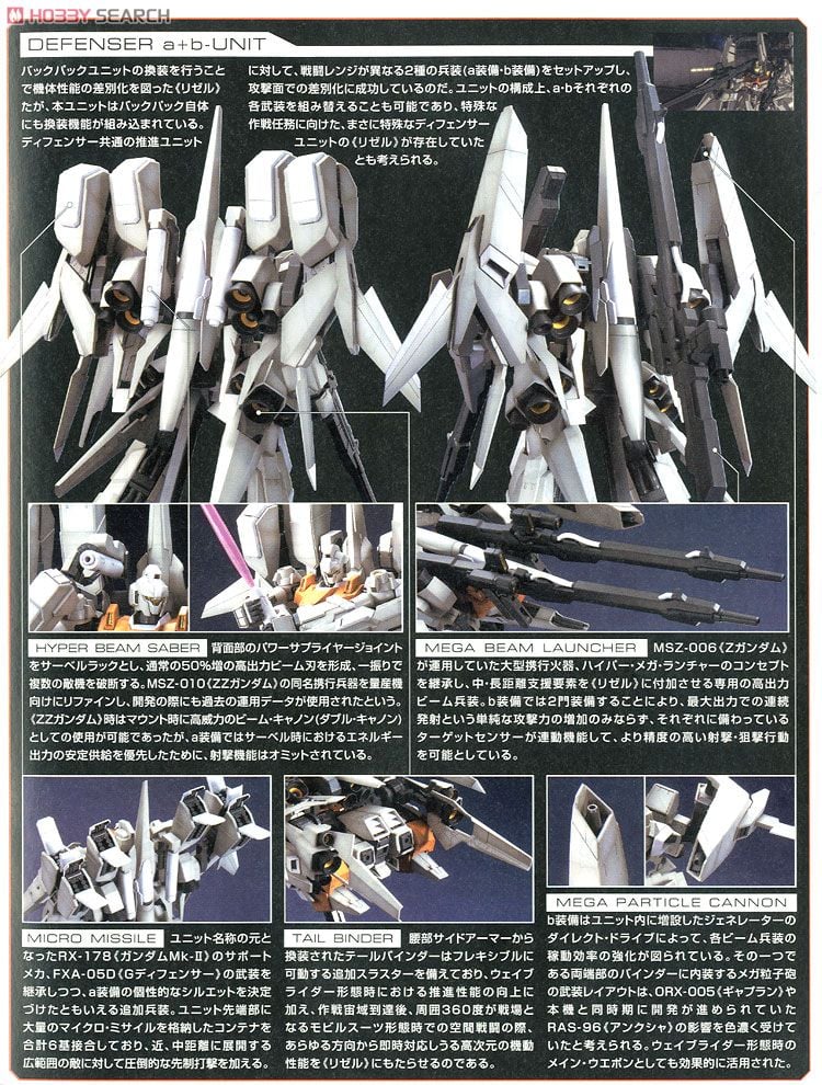 【再販】MG 1/100『リゼルC型（ディフェンサーa+bユニット/ゼネラル・レビル配備機）』機動戦士ガンダムUC プラモデル-022