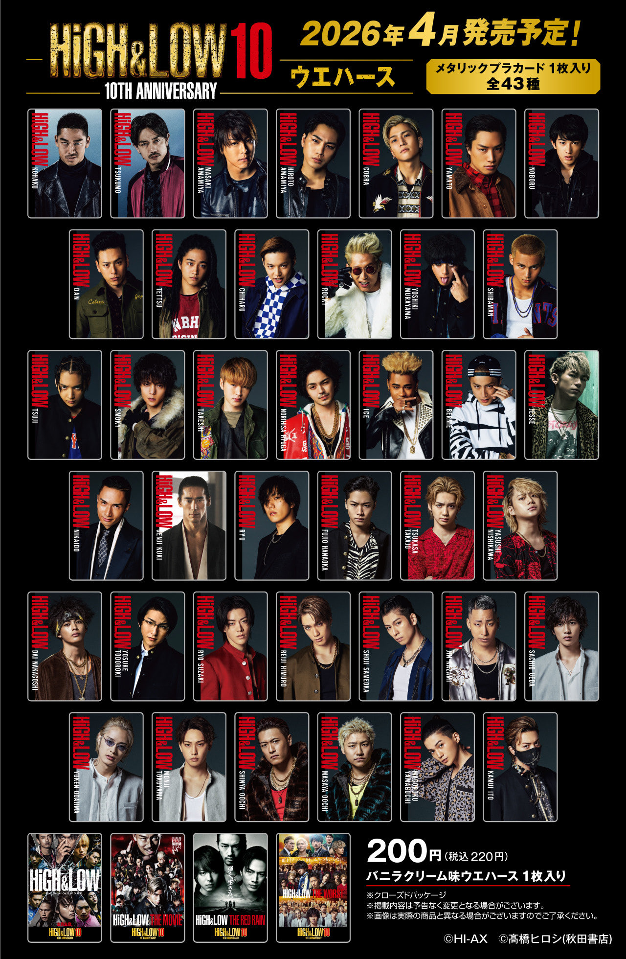 【食玩】『HiGH＆LOW 10TH ANNIVERSARY ウエハース』20個入りBOX-011