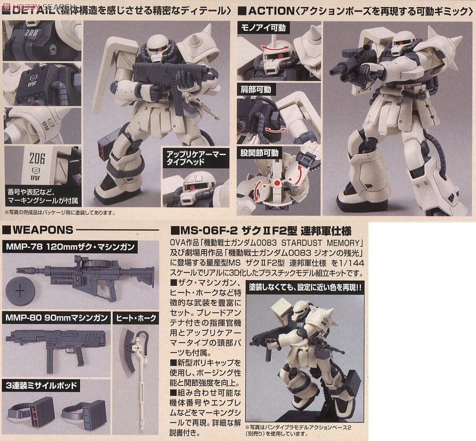 【再販】HGUC 1/144『MS-06F-2 ザクII(連邦軍仕様)』機動戦士ガンダム0083 プラモデル-006