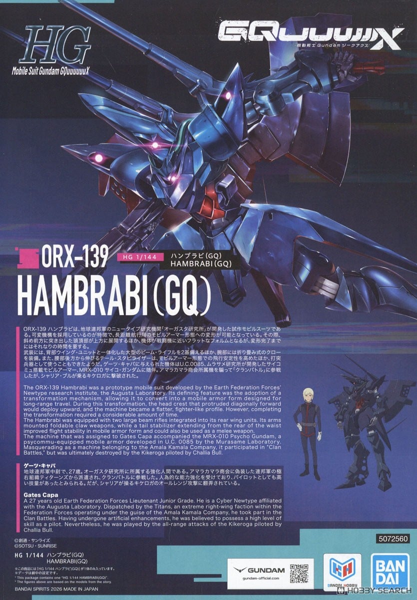 【再販】HG 1/144『ハンブラビ(GQ)』機動戦士Gundam GQuuuuuuX プラモデル-018