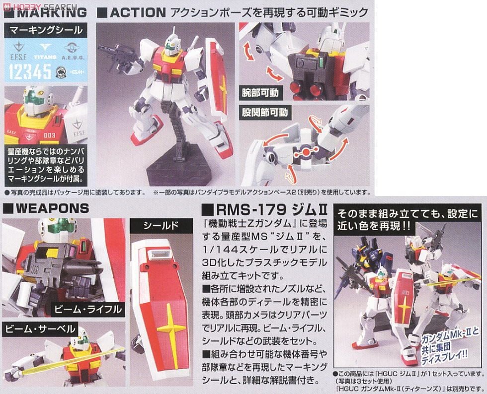 【再販】HGUC 1/144『ジムII』機動戦士Zガンダム プラモデル-007