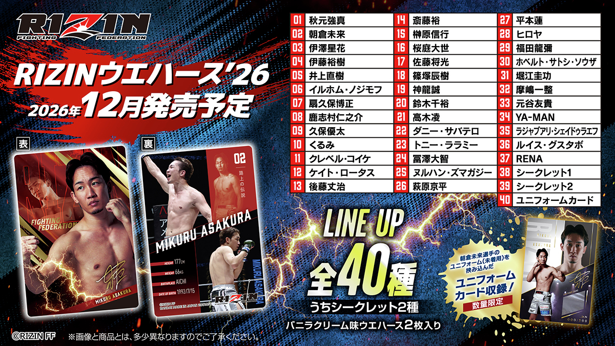 【食玩】『RIZIN ツインウエハース'26』20個入りBOX-002