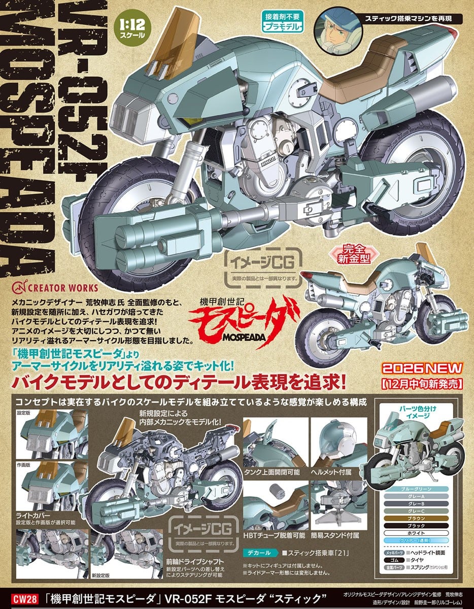 1/12『VR-052F モスピーダ “スティック”』機甲創世記モスピーダ プラモデル-014