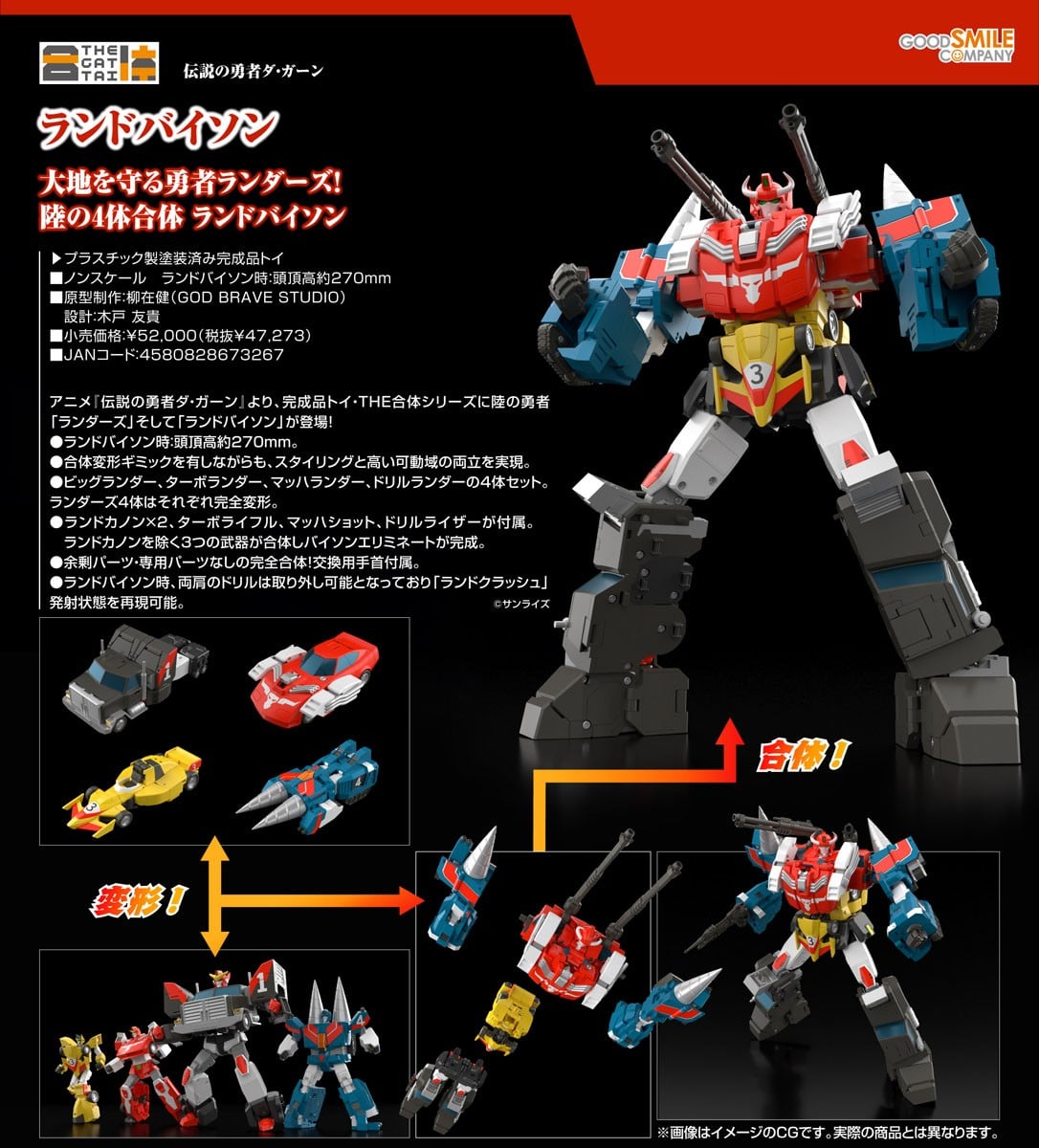 THE合体『ランドバイソン』伝説の勇者ダ・ガーン 変形合体フィギュア-019