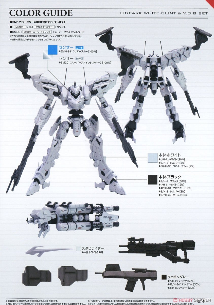【再販】V.I.シリーズ『ラインアーク ホワイト・グリント＆V.O.Bセット』アーマード・コア4 1/72 プラモデル-039