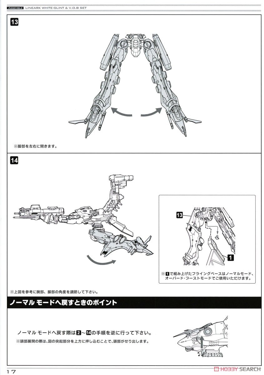 【再販】V.I.シリーズ『ラインアーク ホワイト・グリント＆V.O.Bセット』アーマード・コア4 1/72 プラモデル-055