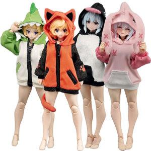 パーティアニマルガール ルームウェア『猫さんパーカー』『うさぎパーカー』『怪獣パーカー』『ペンギンパーカー』ドール服